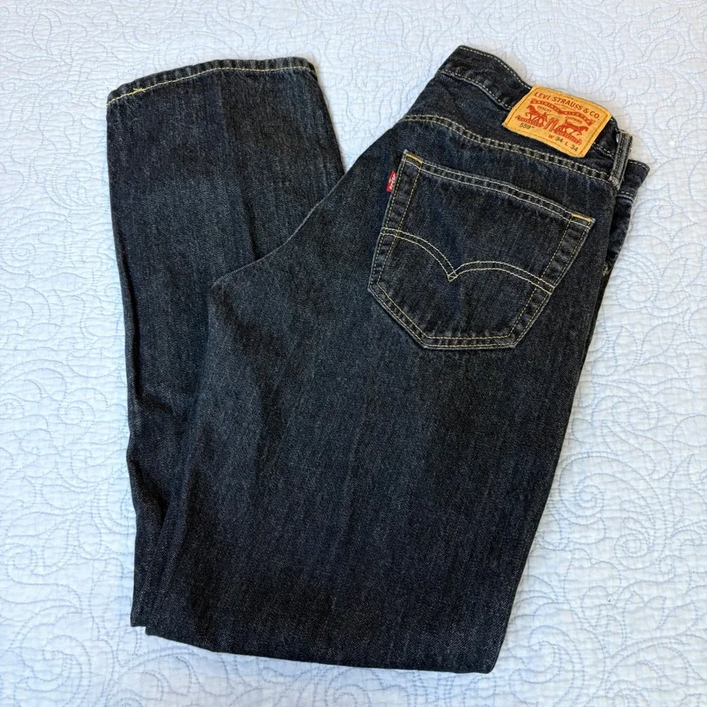 Levis 559 Relaxed Straight Jeans Mens 34(32)x34(31) Dark Indigo Denim 00559-4010